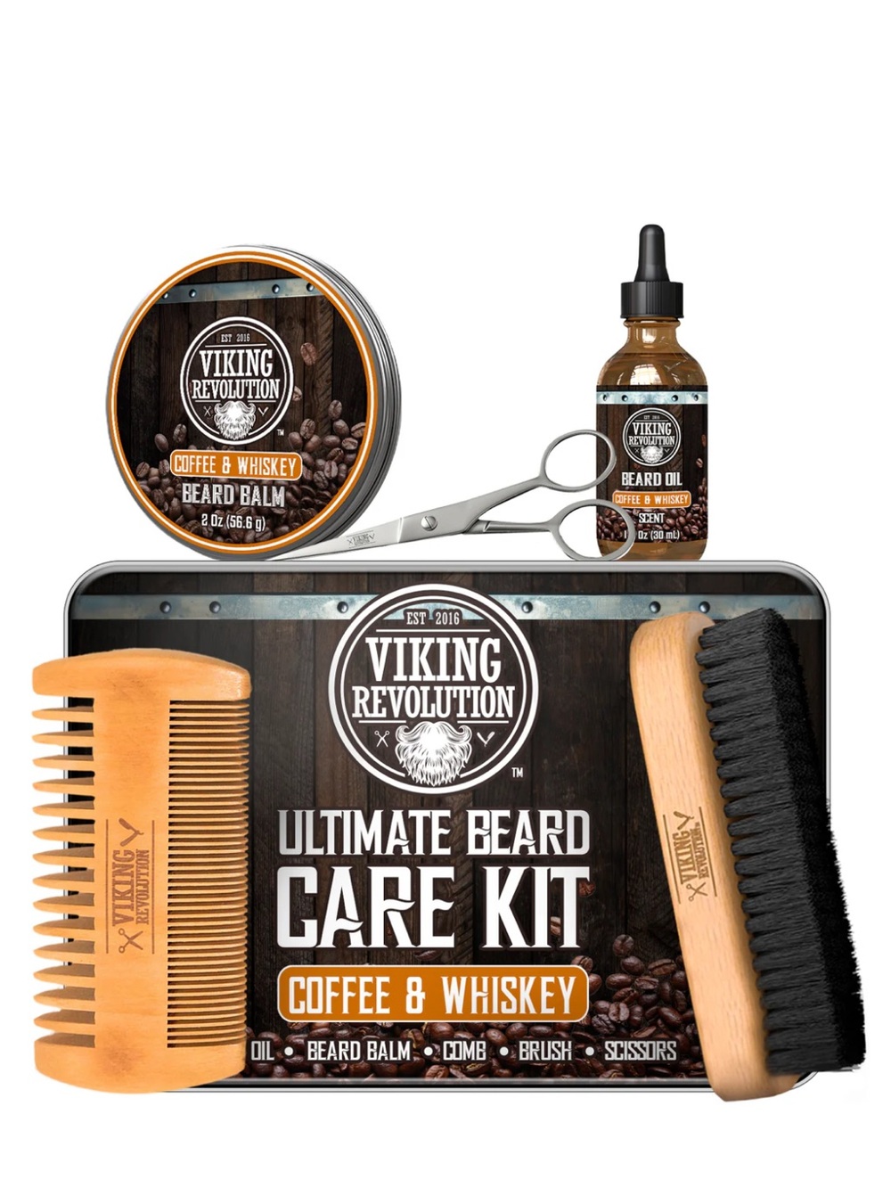 Viking Revolution Ultimate Beard Care Kit - Coffee & Whiskey (Brown) New